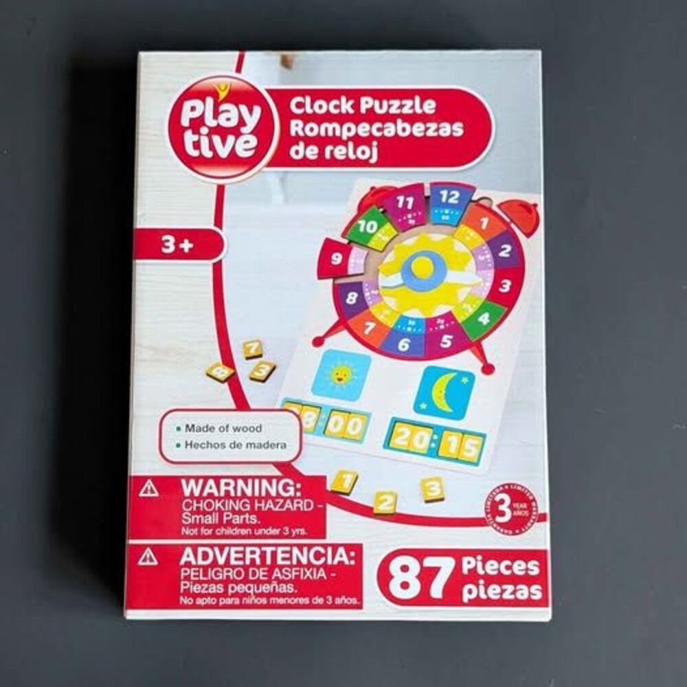 Playtime Clock Puzzle Wooden Analog & Digital Time Telling Learning Kit